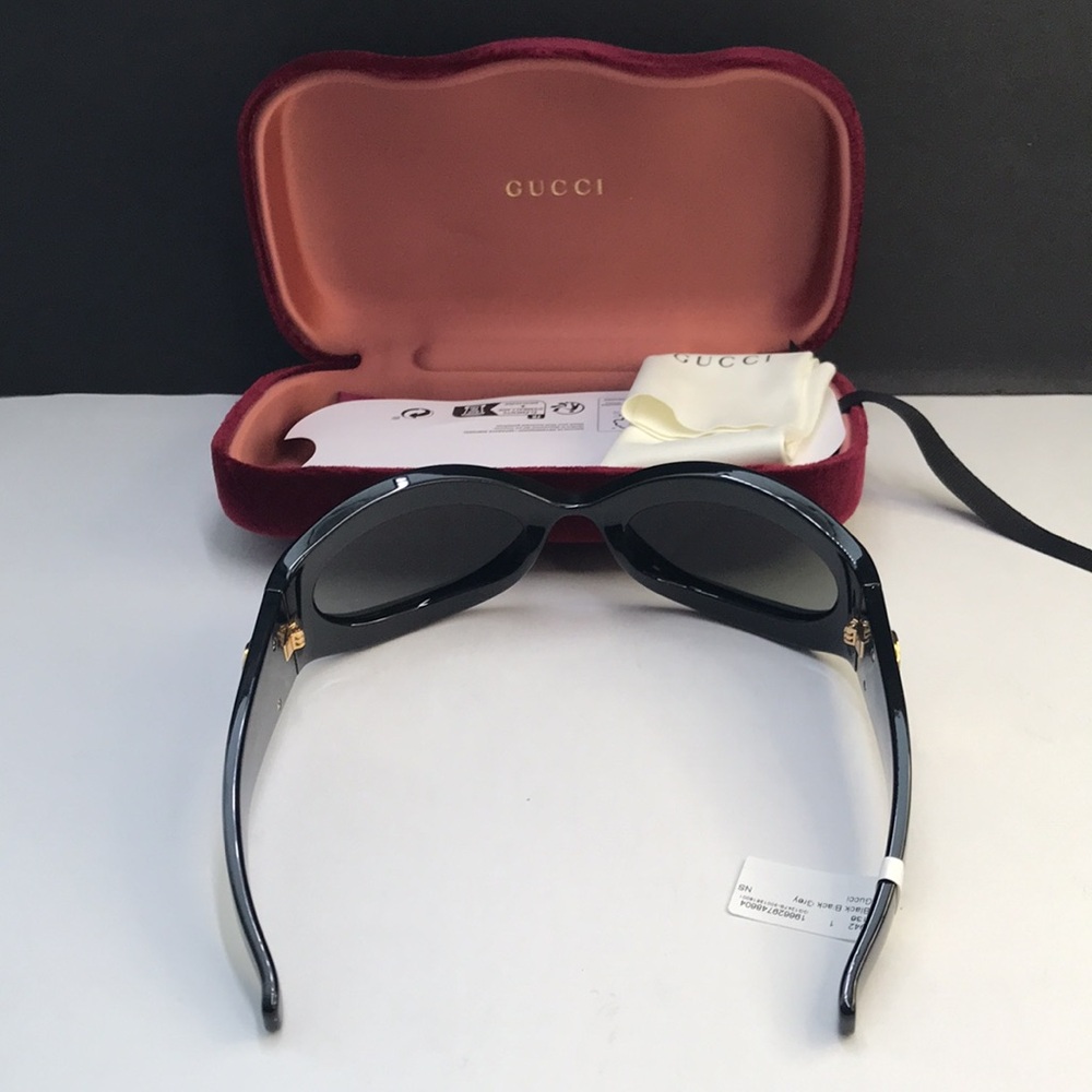 💯 - New Authentic Gucci GG1247S 001 60 Black Sunglasses - Picture 10 of 15